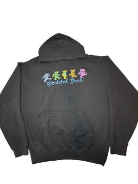 Grateful Dead Black Hoodie with Rainbow Dancing Bears